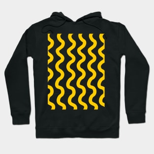 Yellow vertical curly wavy lines pattern Hoodie